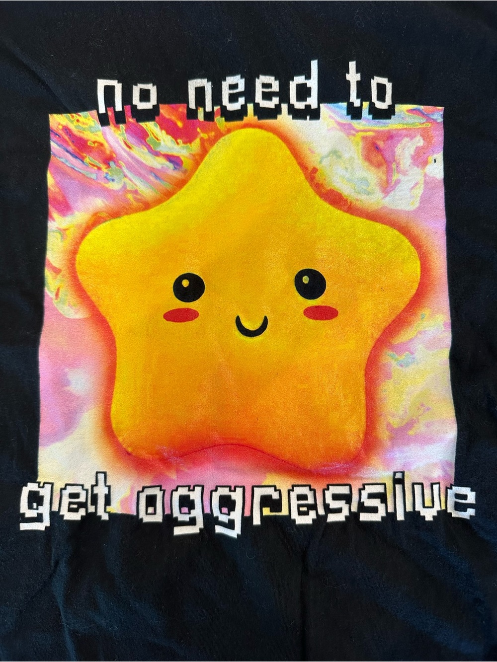 Hot Topic Black Tee with Yellow Star Graphic